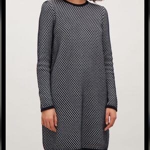 COS Raised Knit Black White Sweater Dress Small